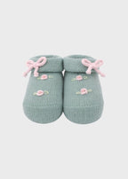 Babbucce Cotone Roselline Verde 759 - V corredino e abbigliamento neonato | NANU' BABY