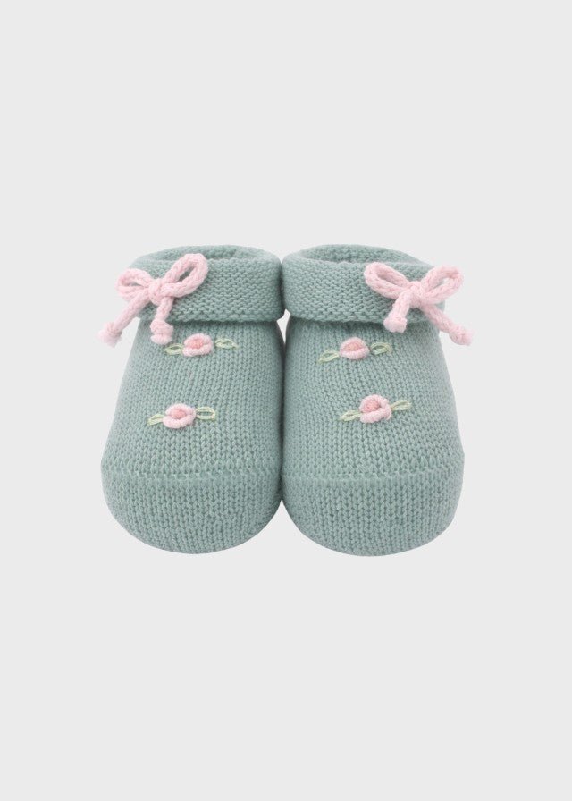 Babbucce Cotone Roselline Verde 759 - V corredino e abbigliamento neonato | NANU' BABY