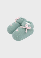 Babbucce Cotone Roselline Verde 759 - V corredino e abbigliamento neonato | NANU' BABY