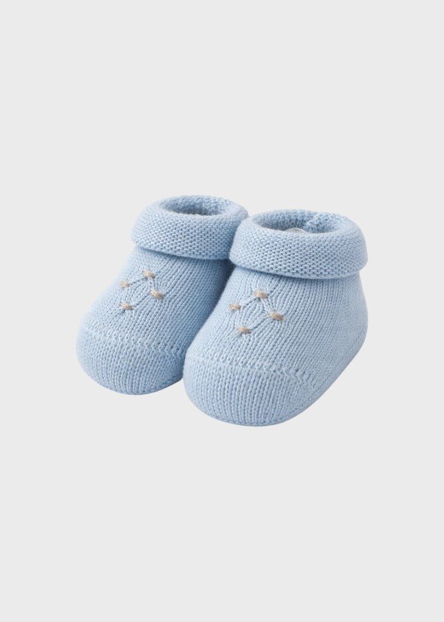 Babbucce Cotone Smock Cielo NIDO/765 - C corredino e abbigliamento neonato | NANU' BABY