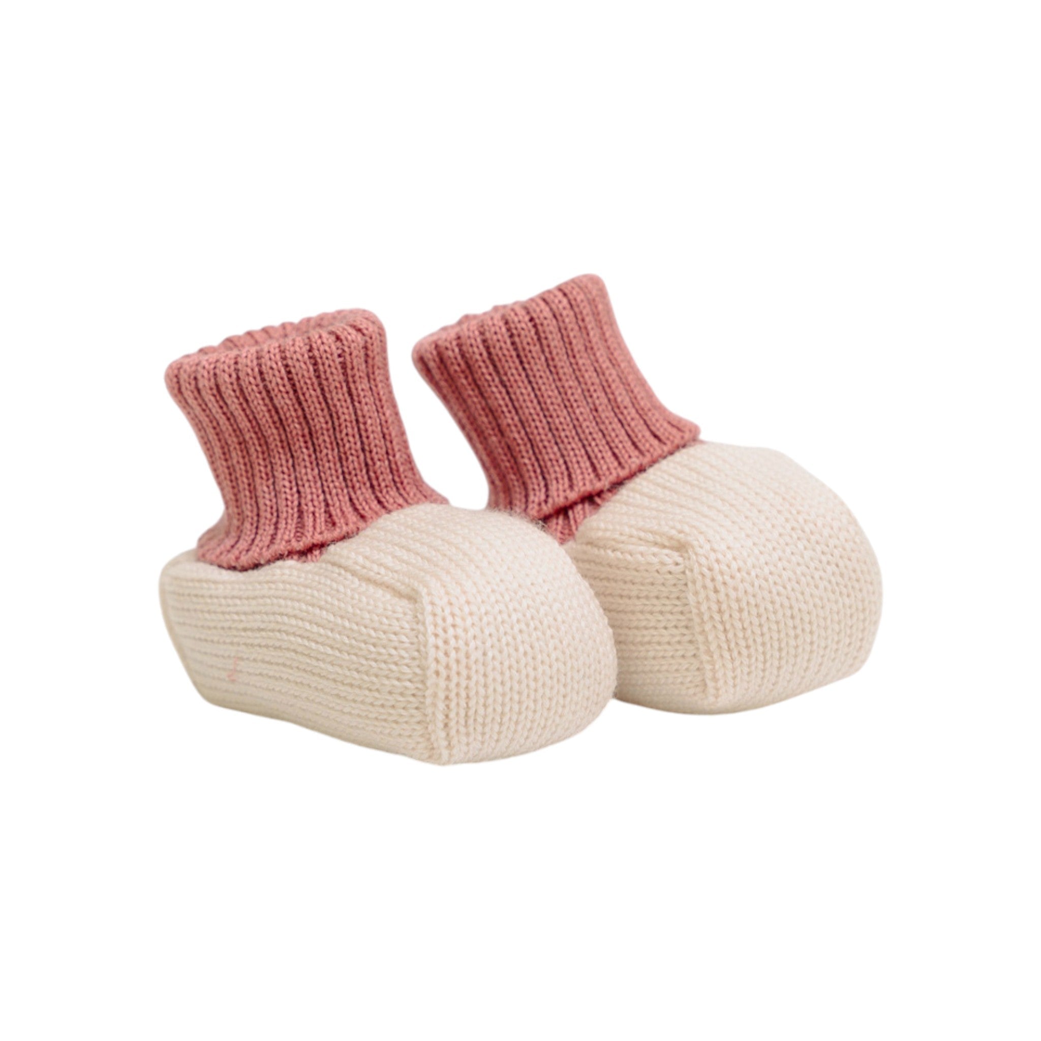 Babbucce Neonata Lana Vergine 100% Natural Rosa IN71S/R corredino e abbigliamento neonato | NANU' BABY