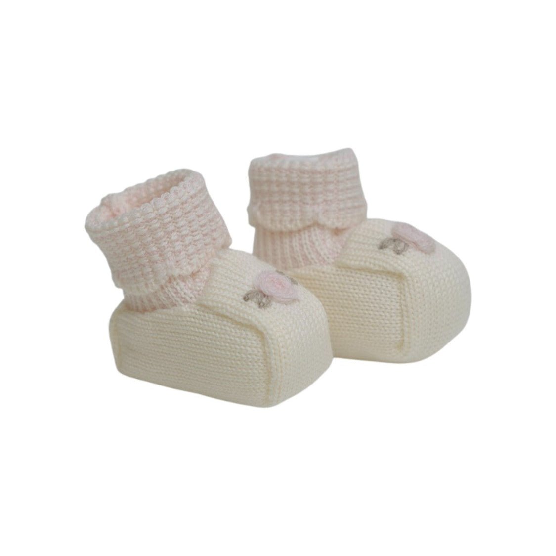Babbucce Neonata Lana Vergine 100% Vaniglia Rosa IN10S/R corredino e abbigliamento neonato | NANU' BABY