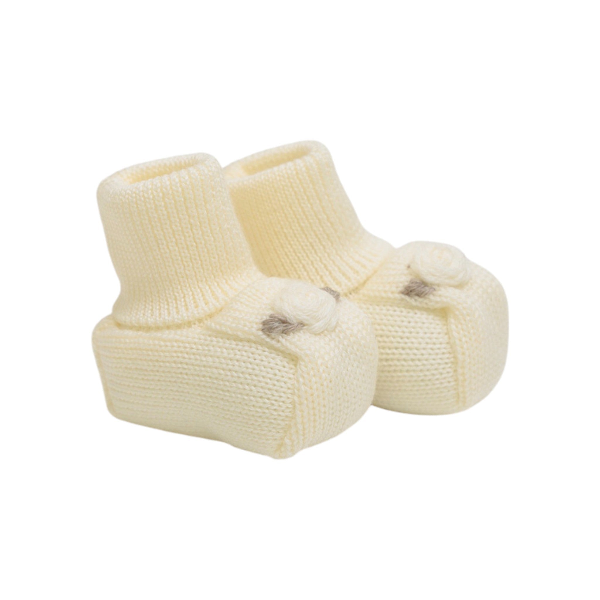 Babbucce Neonata Lana Vergine 100% Vaniglia Tortora IN24S/V corredino e abbigliamento neonato | NANU' BABY