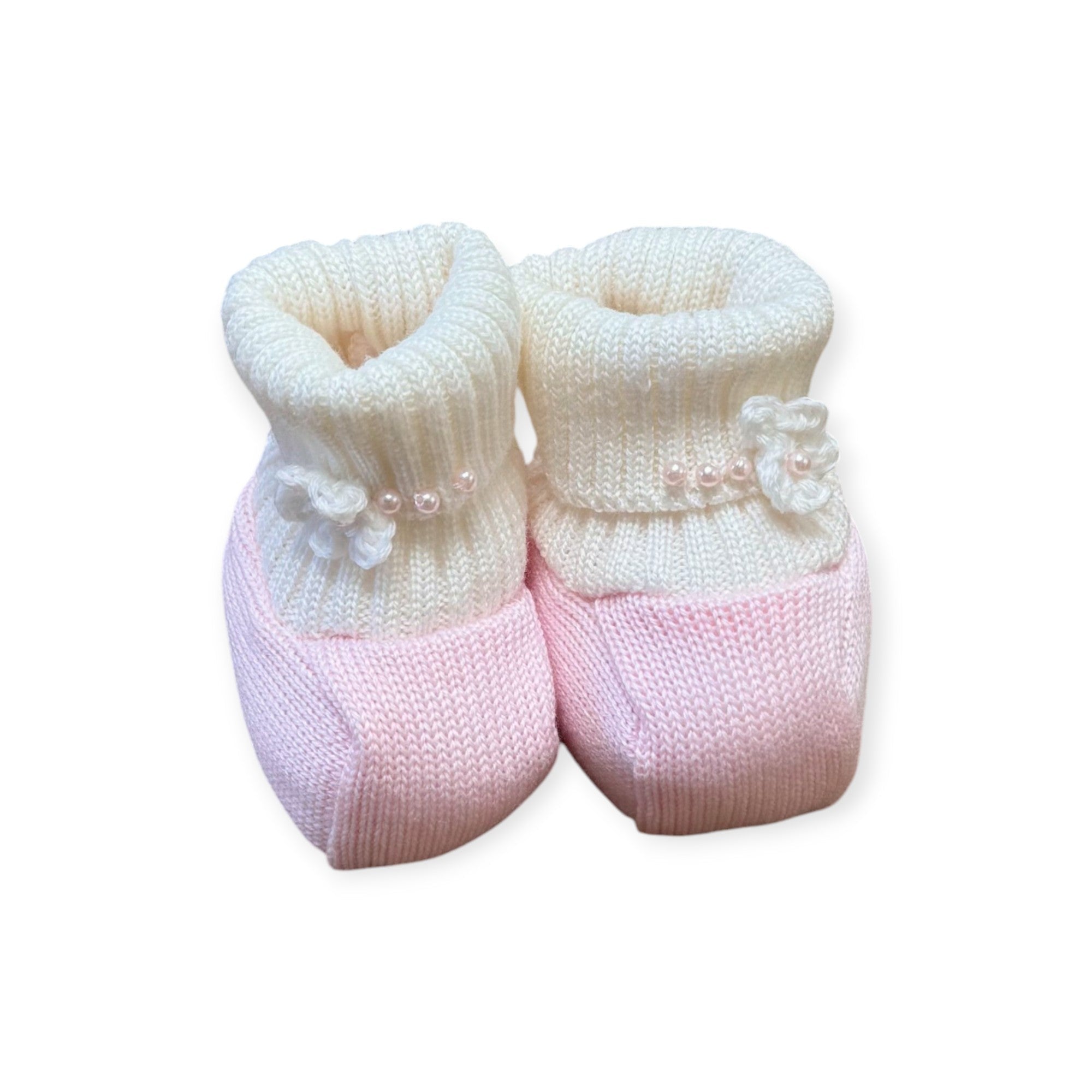 Babbucce Neonata Rosa Pura Lana Fiocco 7771 corredino e abbigliamento neonato | NANU' BABY