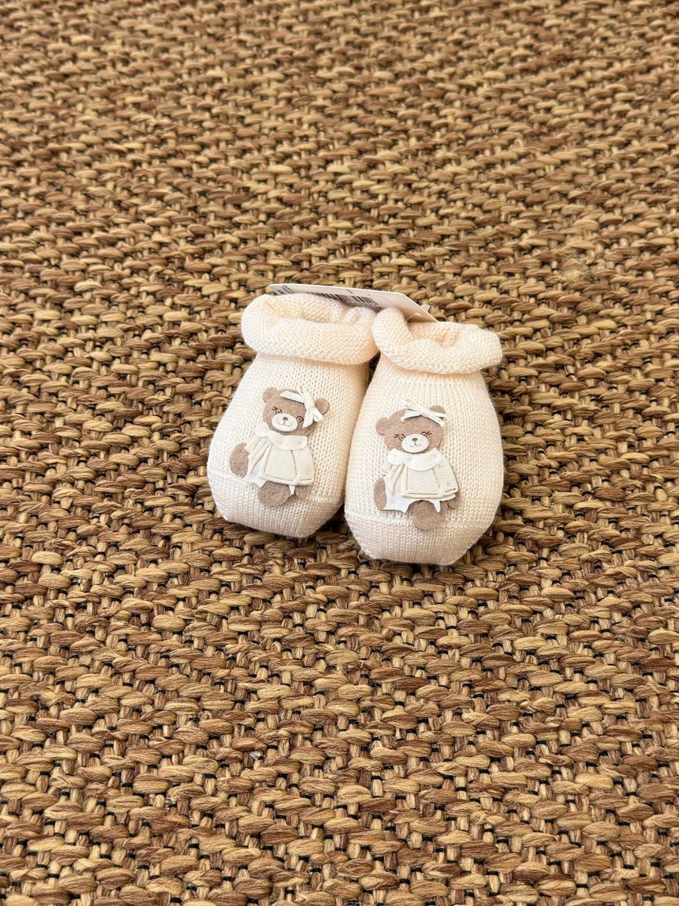 Babbucce Orsetta Little Sara Neonata LATTE 30567/X1 corredino e abbigliamento neonato | NANU' BABY
