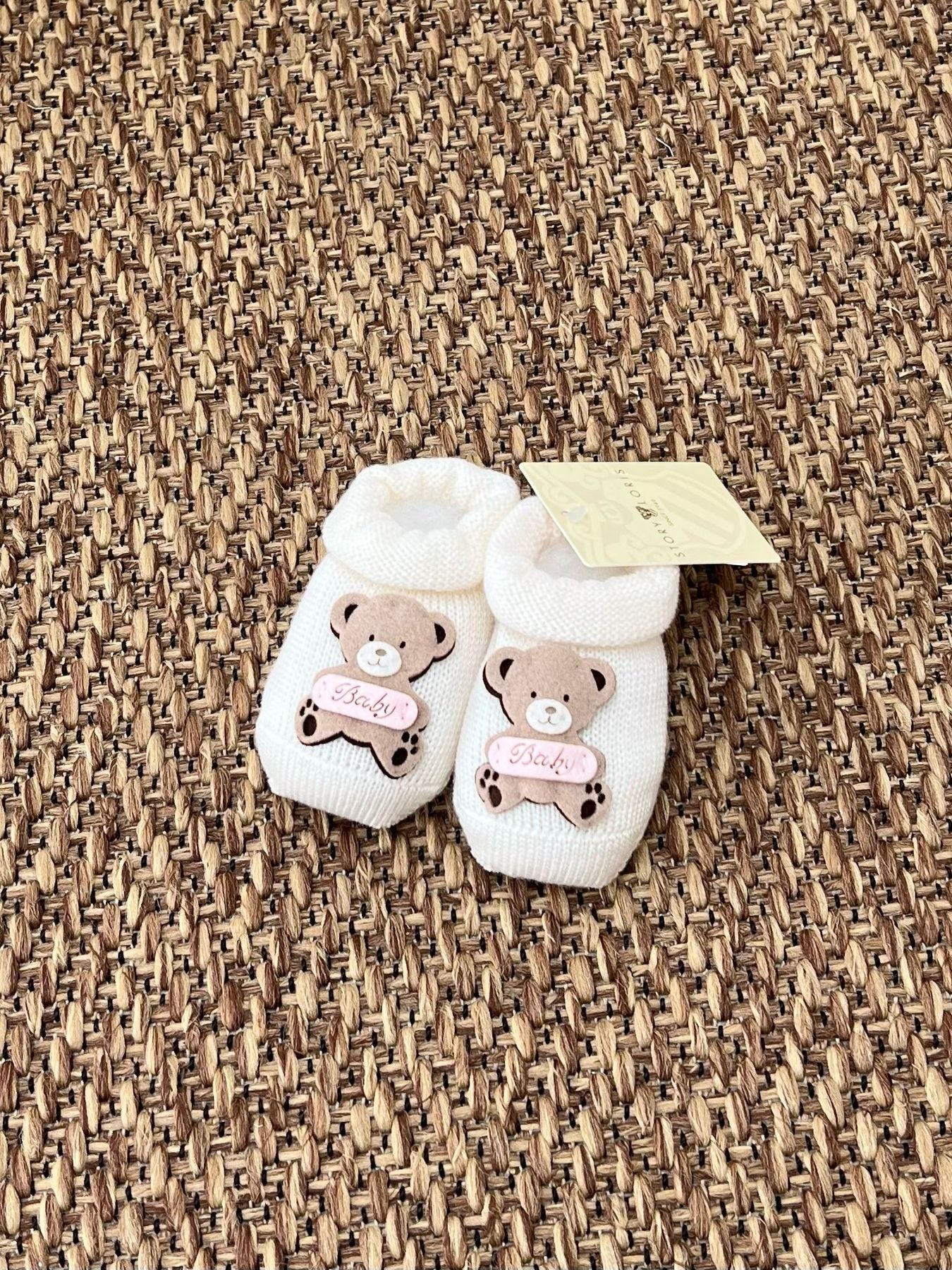 Babbucce Orsetto Baby Neonata LATTE 2835/X1 corredino e abbigliamento neonato | NANU' BABY