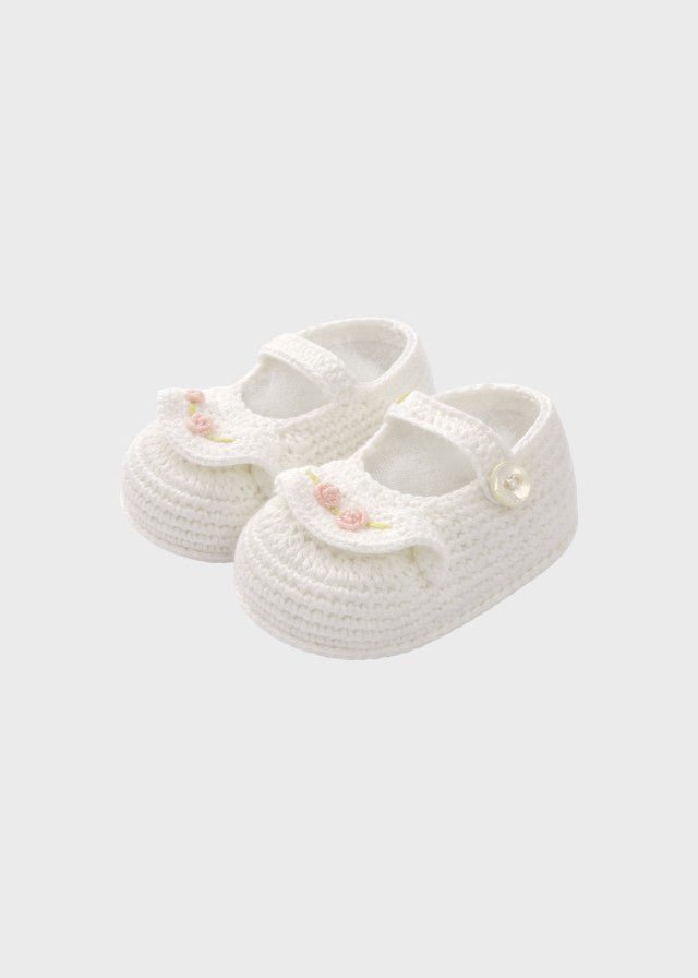 Babbucce Punto Vapore Bianco FEDERICA/SC corredino e abbigliamento neonato | NANU' BABY