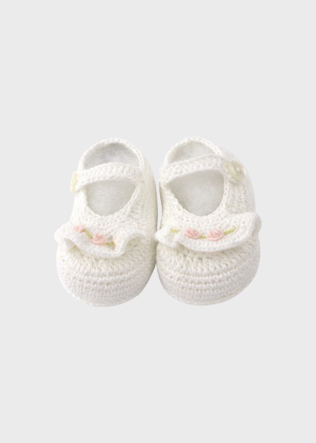 Babbucce Punto Vapore Bianco FEDERICA/SC corredino e abbigliamento neonato | NANU' BABY