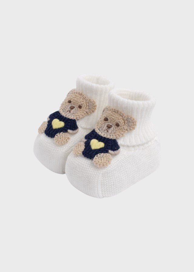 Babbucce Teddy Applicato Blu EK60S corredino e abbigliamento neonato | NANU' BABY