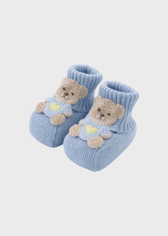 Babbucce Teddy Applicato Cielo EK60S/C corredino e abbigliamento neonato | NANU' BABY