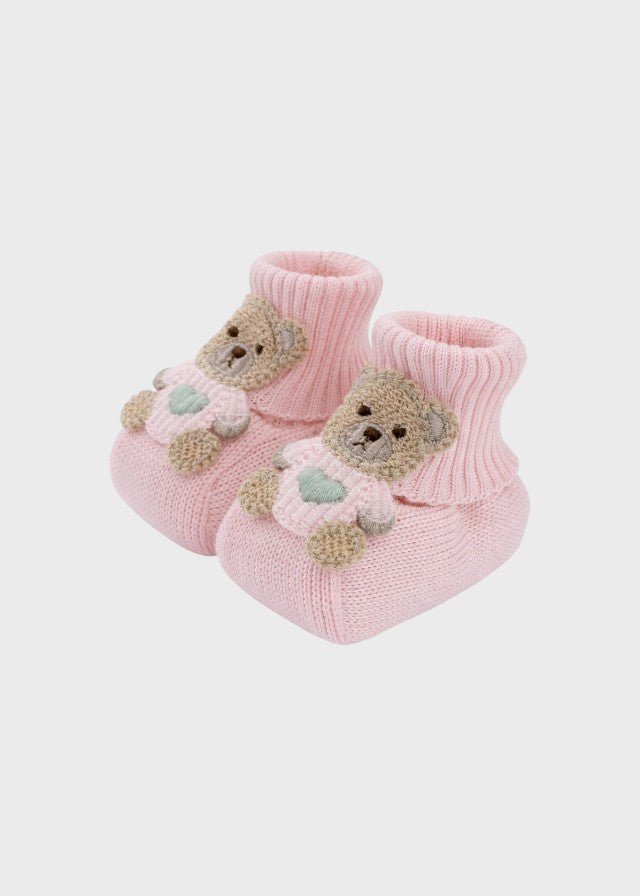 Babbucce Teddy Applicato Rosa EK60S/R corredino e abbigliamento neonato | NANU' BABY