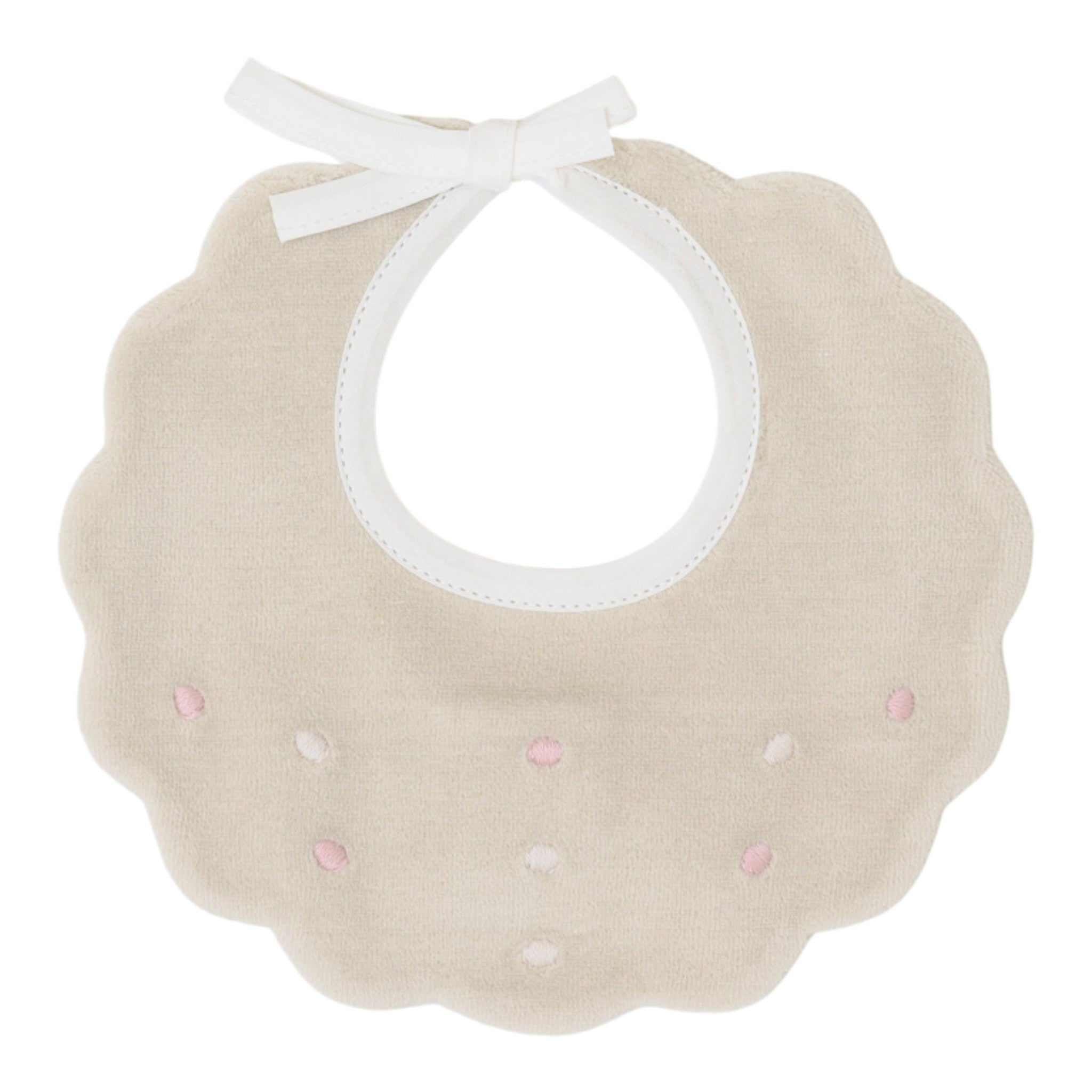 Bavetta Neonata Cotone 100% Vaniglia Rosa IN23BAV/R corredino e abbigliamento neonato | NANU' BABY