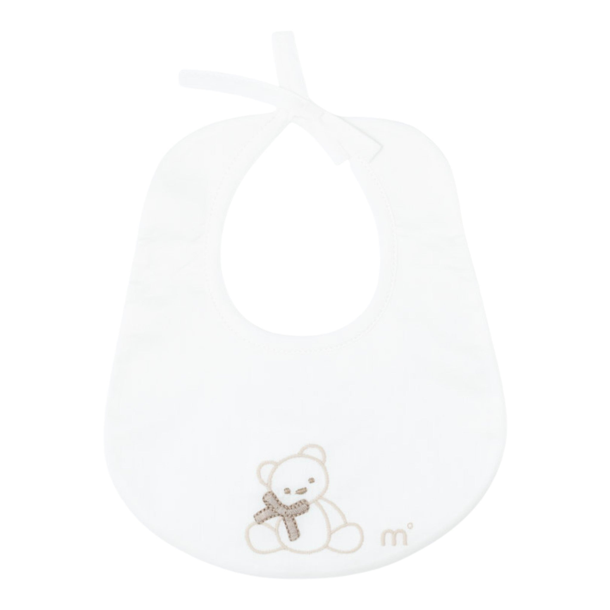 Bavetta Neonato Cotone 100% Vaniglia Ricamo Orsetto IN54BAV corredino e abbigliamento neonato | NANU' BABY