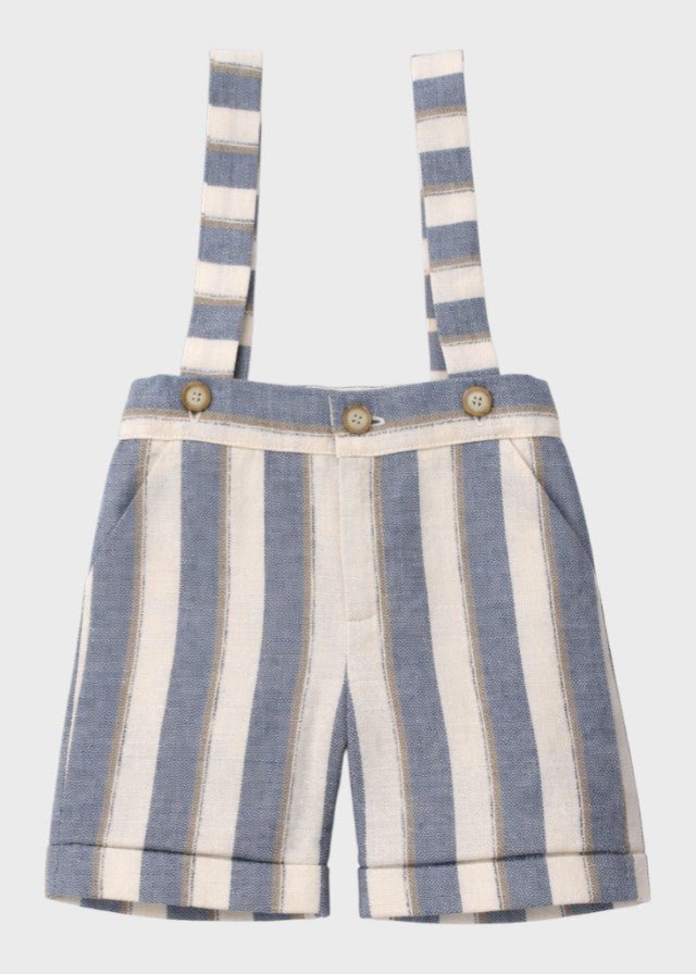 Bermuda Lino Bretelle Azzurro PC05304 corredino e abbigliamento neonato | NANU' BABY