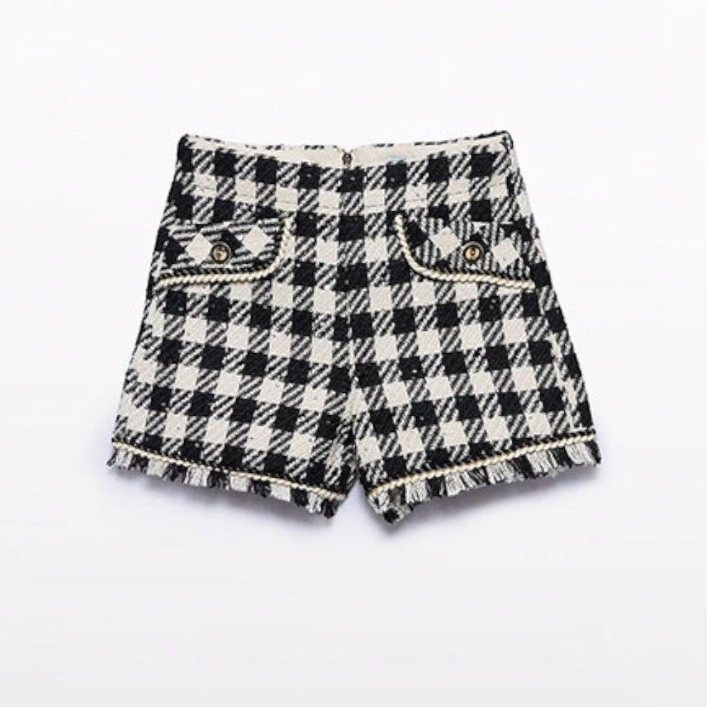 Bermuda vichy lustrini Bimba Nero 5716/8 corredino e abbigliamento neonato | NANU' BABY