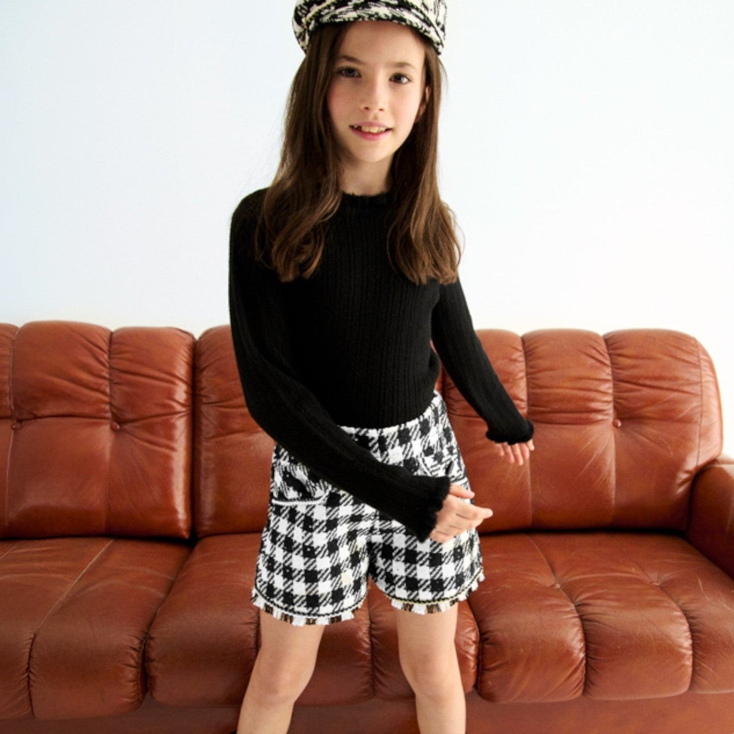 Bermuda vichy lustrini Bimba Nero 5716/8 corredino e abbigliamento neonato | NANU' BABY