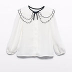 BLusa chiffon collo ricamo Bimba PANNA 5612/3 corredino e abbigliamento neonato | NANU' BABY