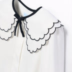 BLusa chiffon collo ricamo Bimba PANNA 5612/3 corredino e abbigliamento neonato | NANU' BABY