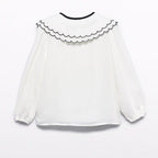 BLusa chiffon collo ricamo Bimba PANNA 5612/3 corredino e abbigliamento neonato | NANU' BABY