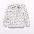 Blusa popelin satinato fiocco Bimba PANNA 5613/3 corredino e abbigliamento neonato | NANU' BABY