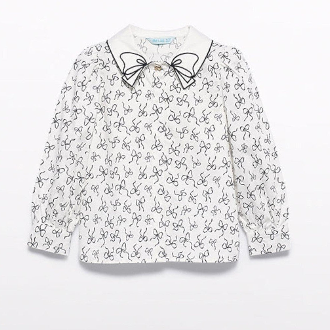 Blusa popelin satinato fiocco Bimba PANNA 5613/3 corredino e abbigliamento neonato | NANU' BABY