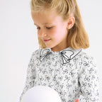 Blusa popelin satinato fiocco Bimba PANNA 5613/3 corredino e abbigliamento neonato | NANU' BABY