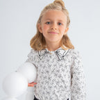 Blusa popelin satinato fiocco Bimba PANNA 5613/3 corredino e abbigliamento neonato | NANU' BABY
