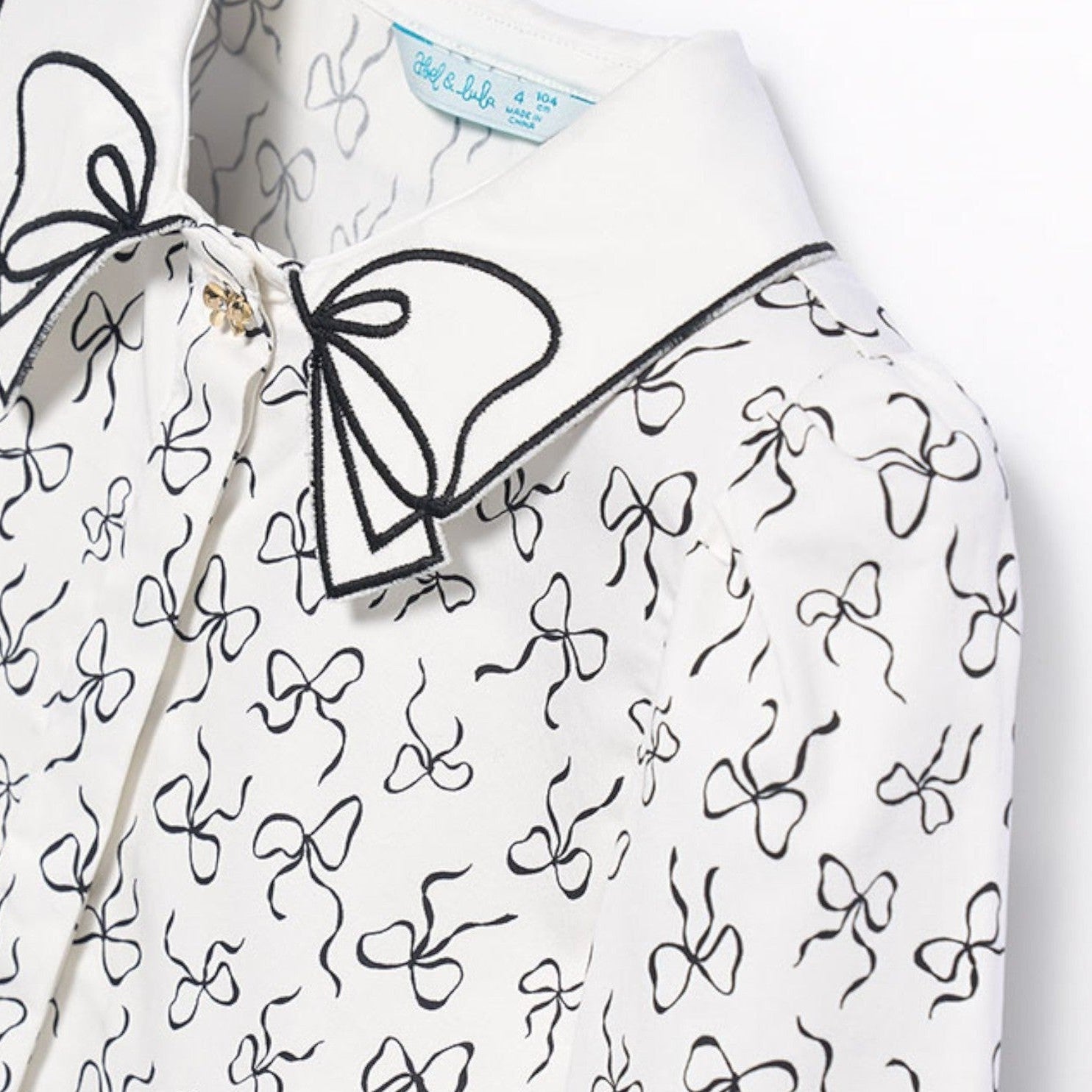 Blusa popelin satinato fiocco Bimba PANNA 5613/3 corredino e abbigliamento neonato | NANU' BABY