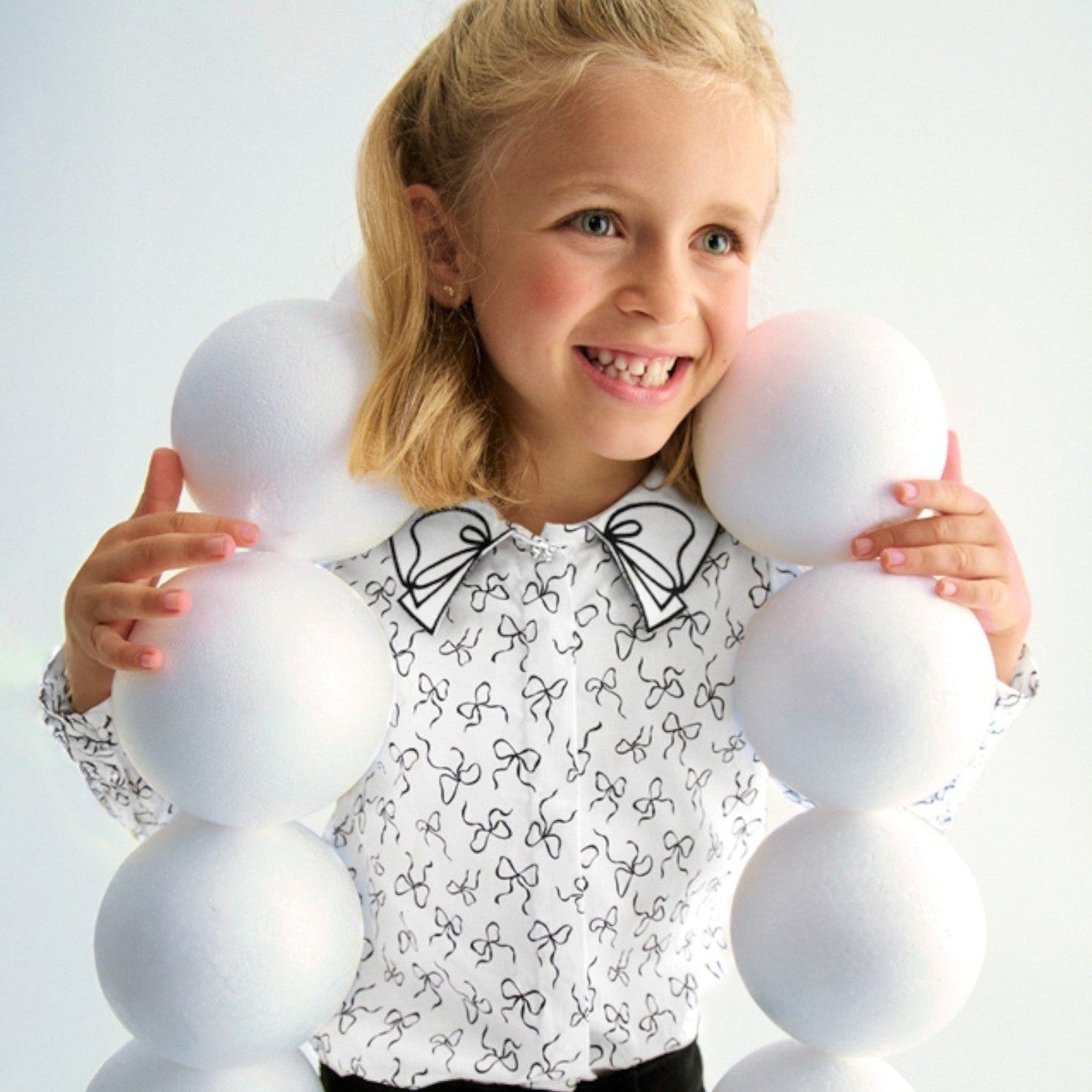 Blusa popelin satinato fiocco Bimba PANNA 5613/3 corredino e abbigliamento neonato | NANU' BABY
