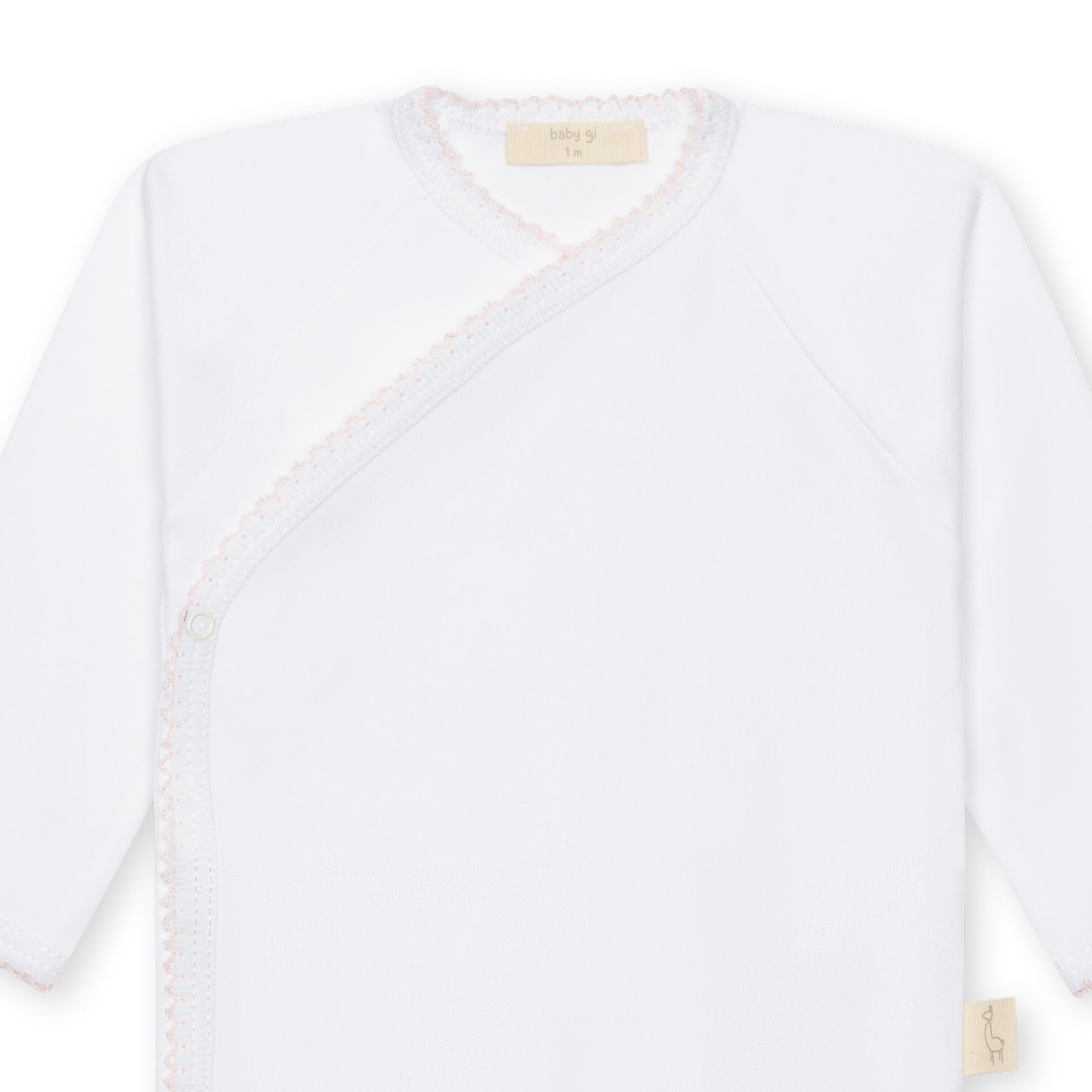 Body Kimono Bianco Profilo Rosa BG56BR corredino e abbigliamento neonato | NANU' BABY