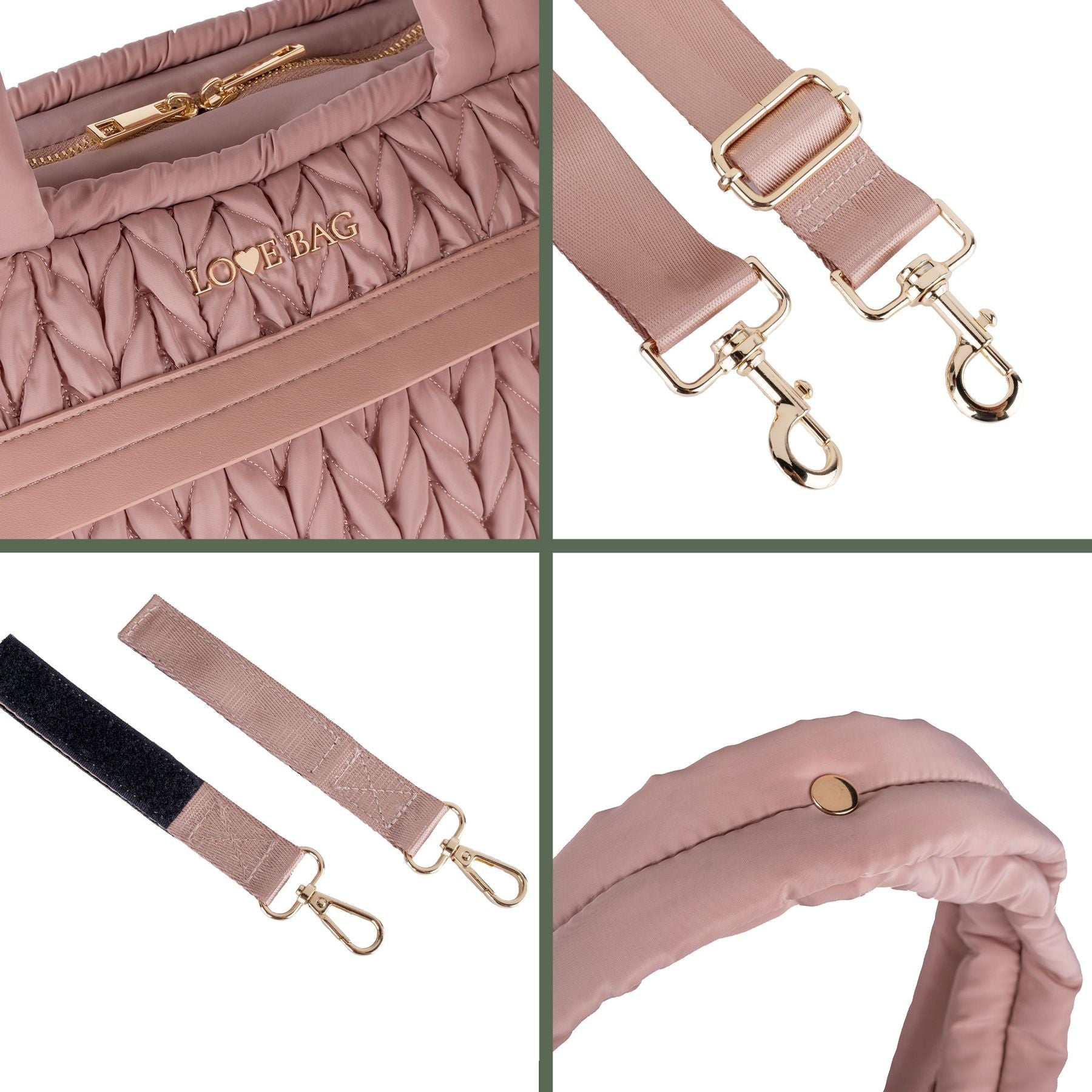 Borsa Weekend XL Rosa Cipria LOVE BAG - Tessuto Premium corredino e abbigliamento neonato | NANU' BABY