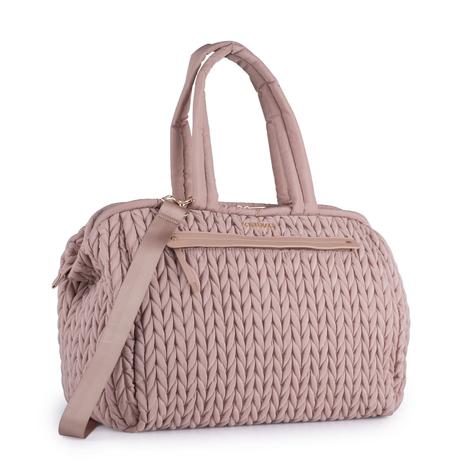 Borsa Weekend XL Rosa Cipria LOVE BAG - Tessuto Premium corredino e abbigliamento neonato | NANU' BABY