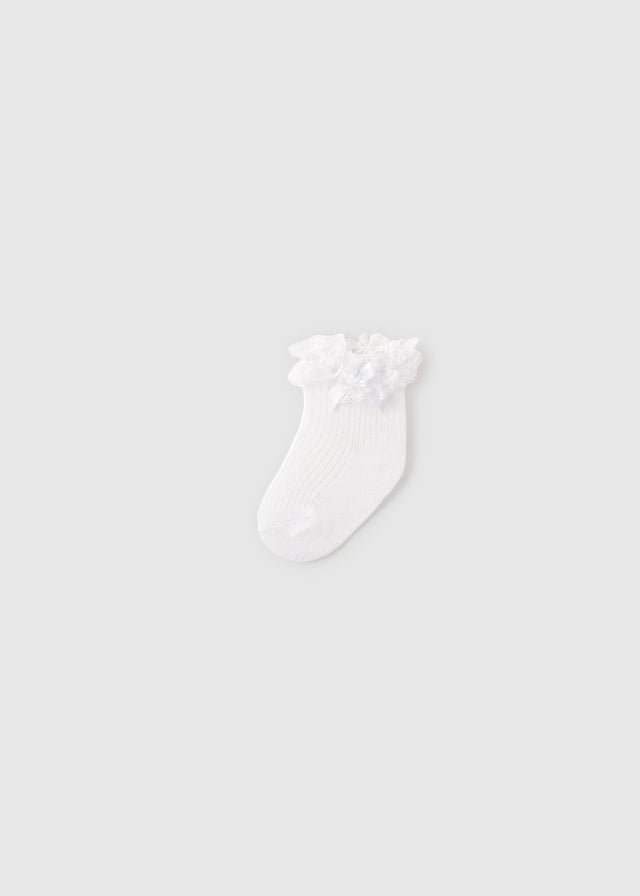 Calzini Viscosa Volant Bianco 9061/61 corredino e abbigliamento neonato | NANU' BABY
