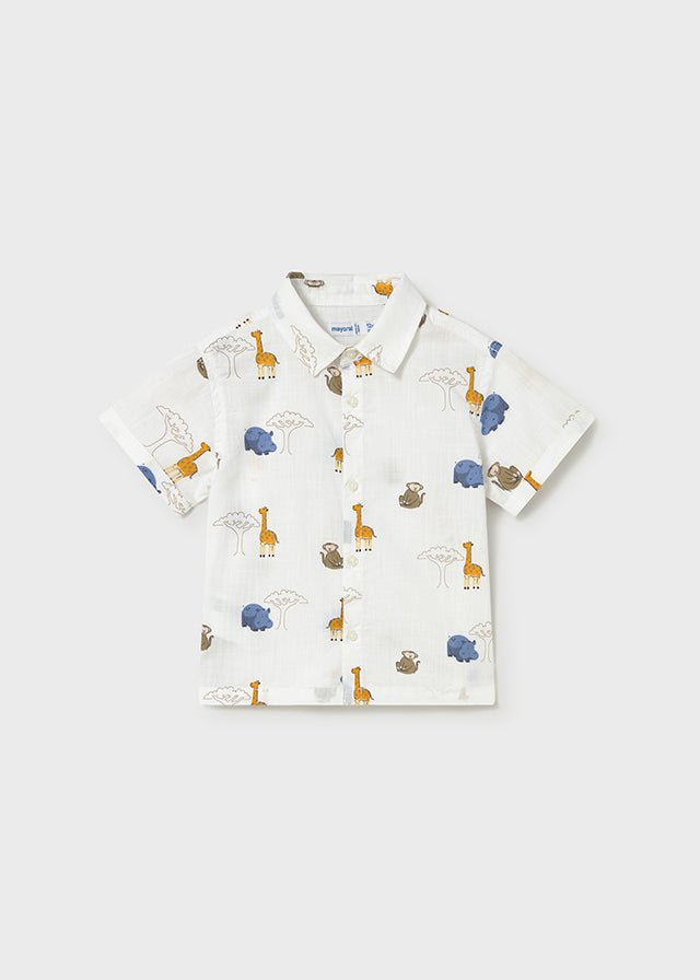 Camicia Cotone Stampata Bianca 1114/31 corredino e abbigliamento neonato | NANU' BABY