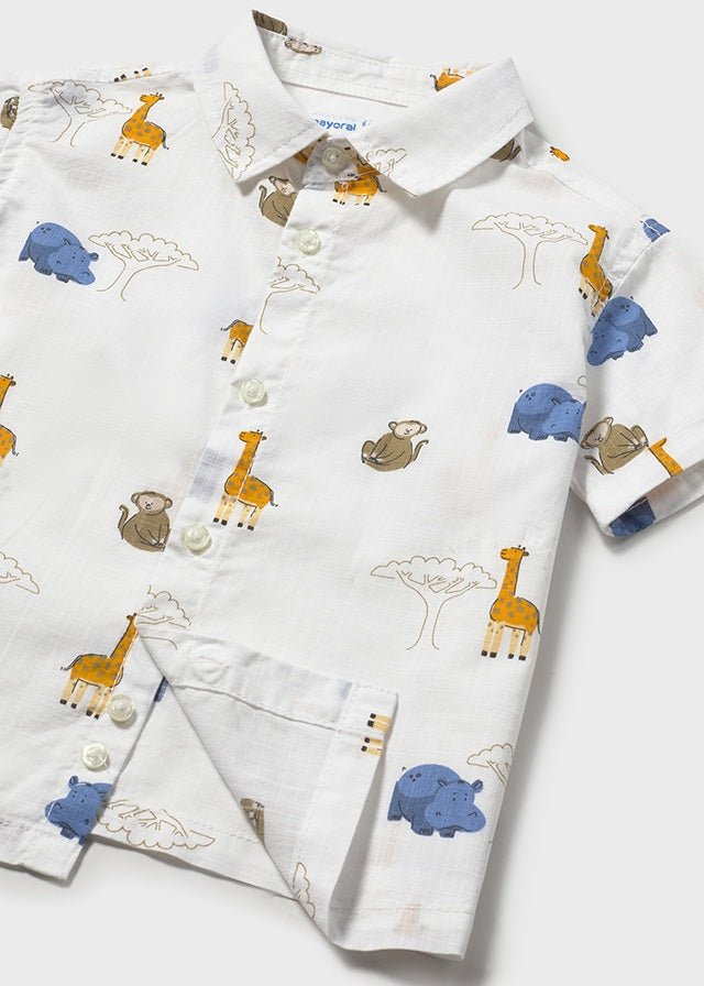 Camicia Cotone Stampata Bianca 1114/31 corredino e abbigliamento neonato | NANU' BABY