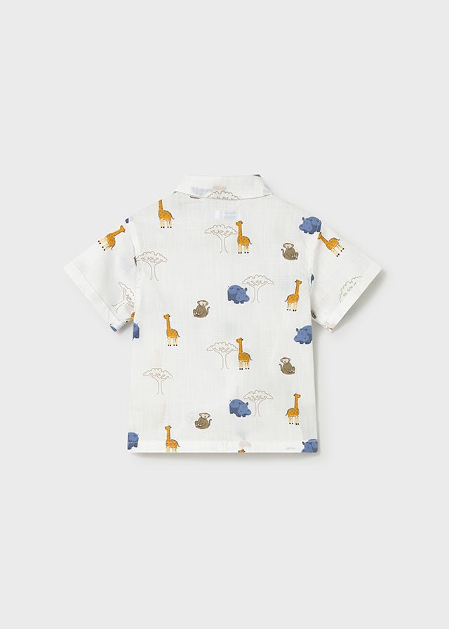 Camicia Cotone Stampata Bianca 1114/31 corredino e abbigliamento neonato | NANU' BABY