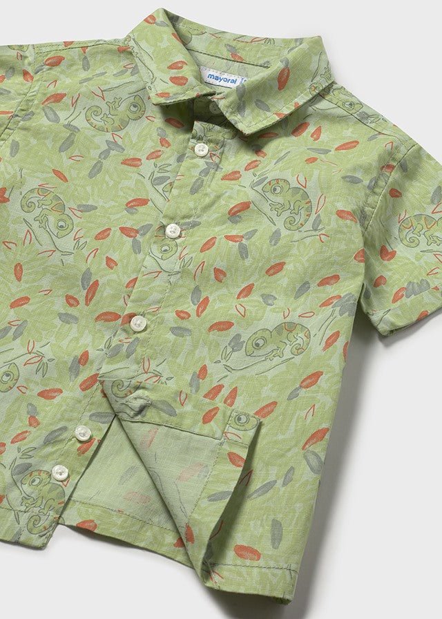 Camicia Cotone Stampata Verde 1114/32 corredino e abbigliamento neonato | NANU' BABY