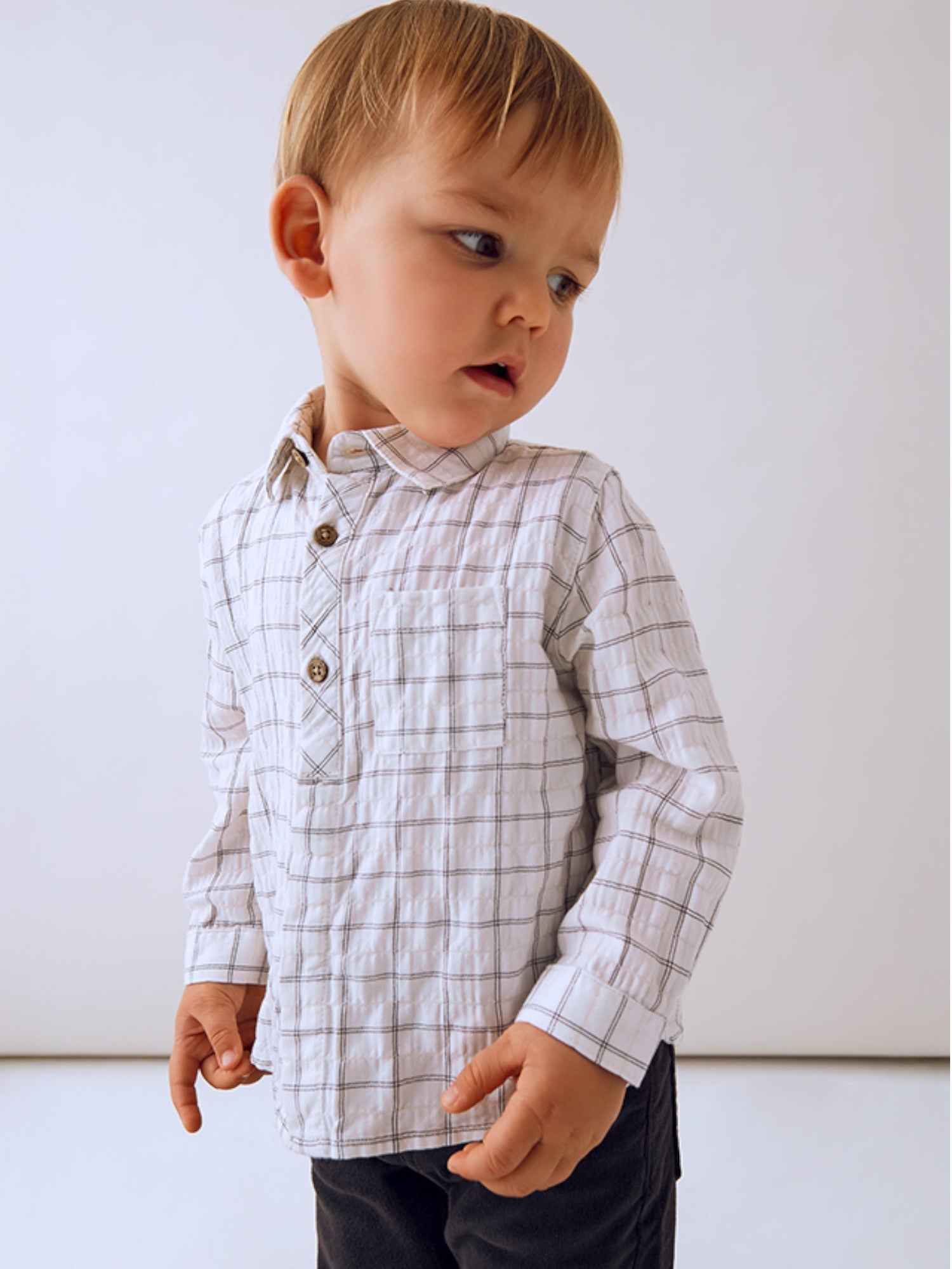 Camicia m/l quadri Bimbo Grigio 2110/95 corredino e abbigliamento neonato | NANU' BABY