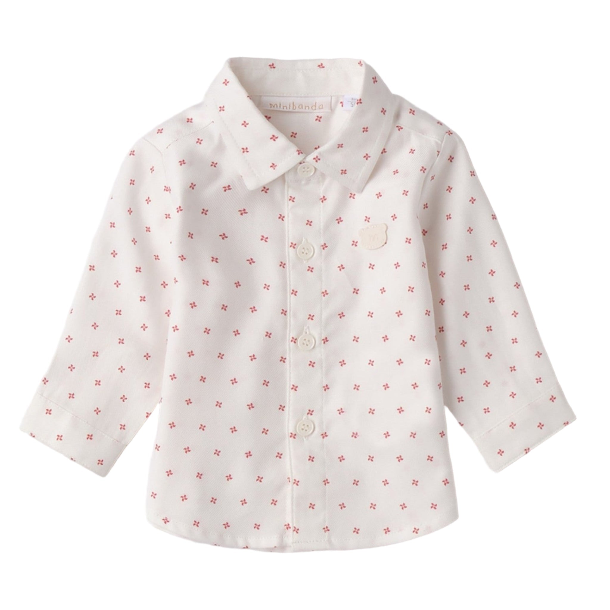 Camicia Twill Cotone Fantasia Bimbo Panna 3F601/6BRV corredino e abbigliamento neonato | NANU' BABY