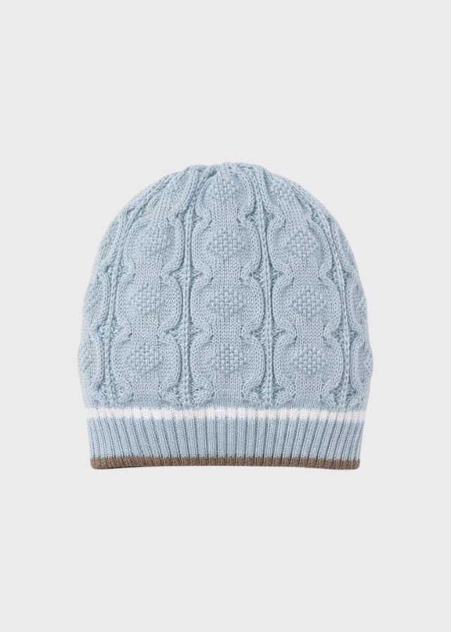Cappellino Tramatura Trecce Cielo EK6771/C corredino e abbigliamento neonato | NANU' BABY