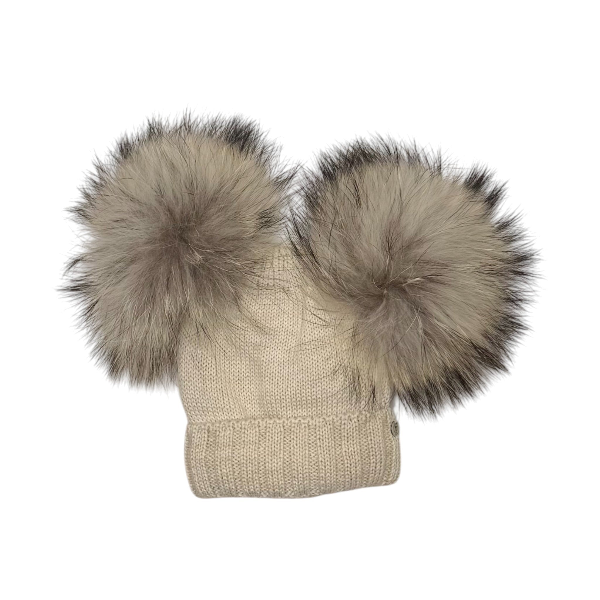Cappello 2 Pom Pon Beige CT3440A corredino e abbigliamento neonato | NANU' BABY