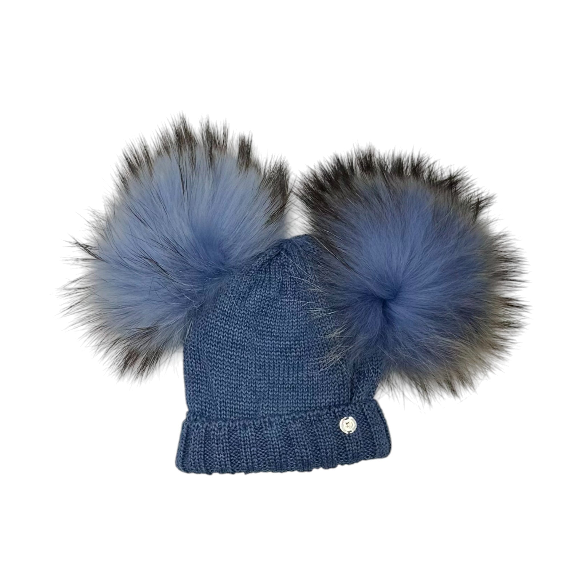 Cappello 2 Pom Pon Blu CT3440A/B corredino e abbigliamento neonato | NANU' BABY