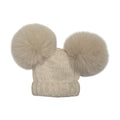 Cappello 2 Pom Pon Volpe Beige CT3440VA corredino e abbigliamento neonato | NANU' BABY