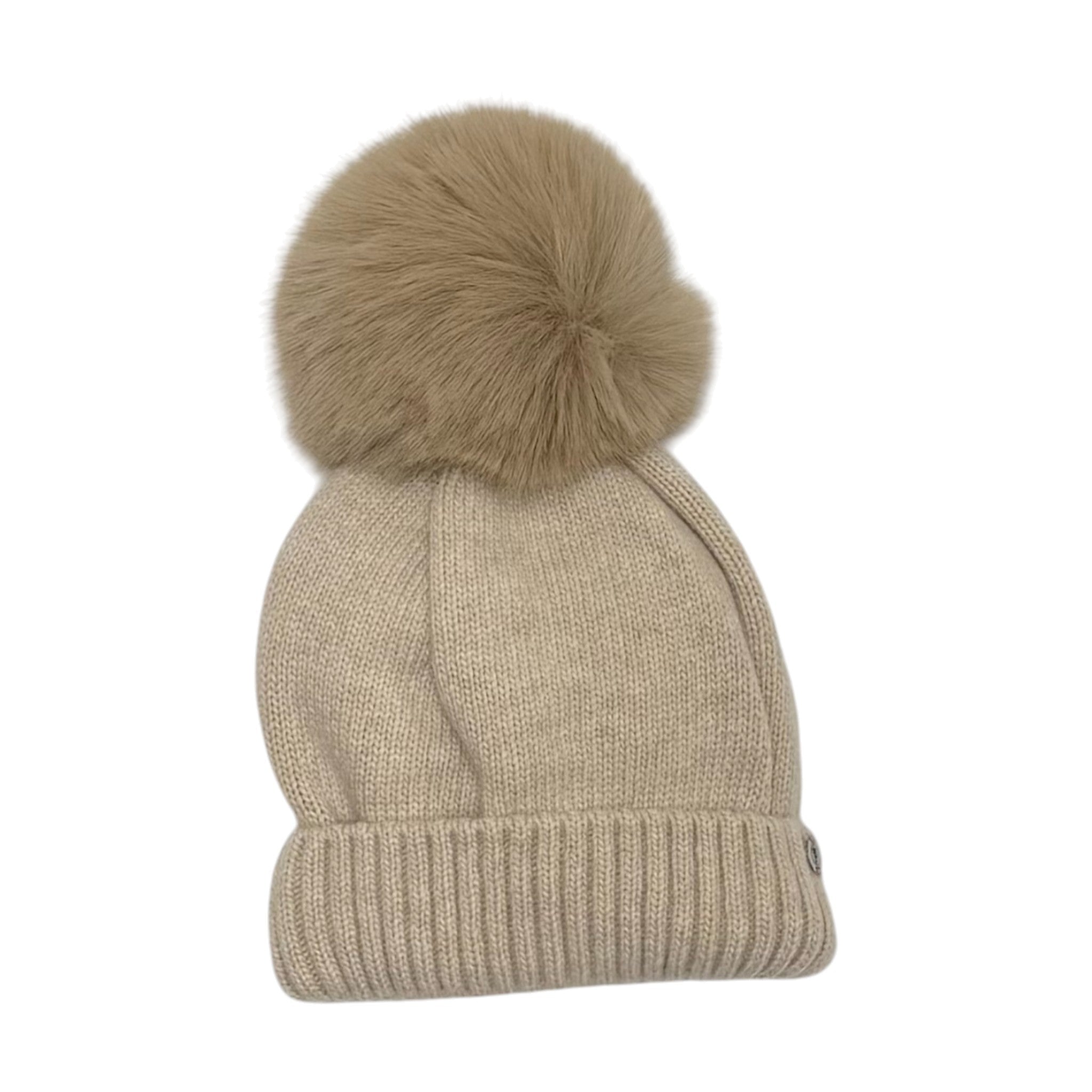 Cappello Pom Pon Ecologico Beige CT1622EA corredino e abbigliamento neonato | NANU' BABY