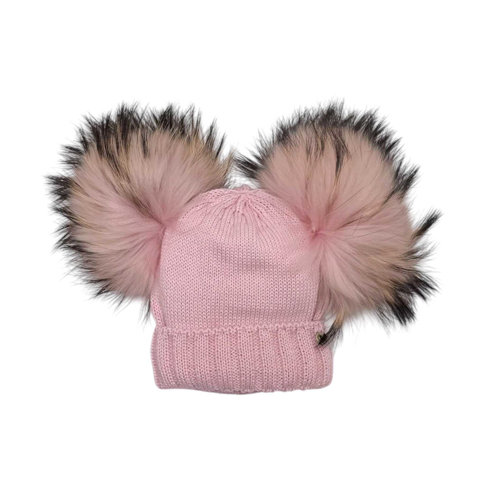 Cappello Tessuto 2 Pom Pon Rosa CT3440A/R corredino e abbigliamento neonato | NANU' BABY