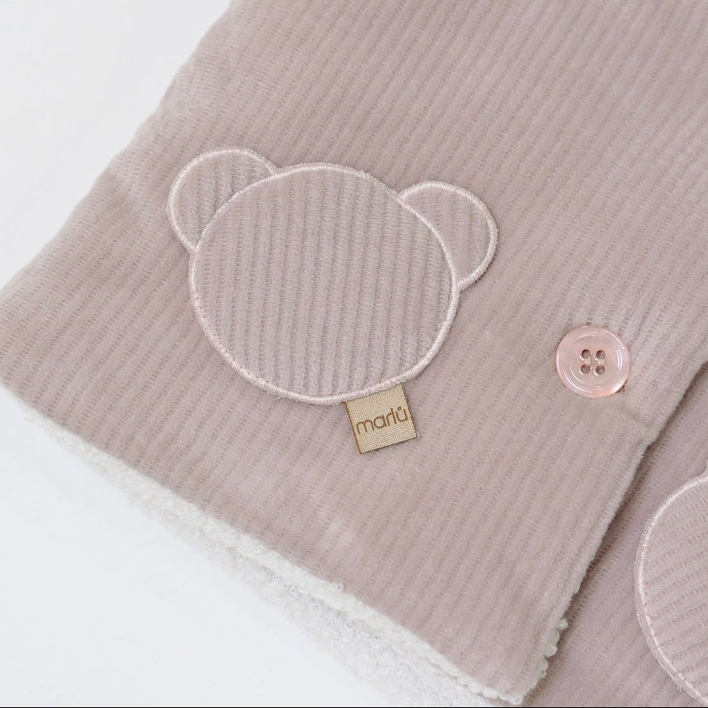 Cappottino Cappuccio Orsetto Bimba Cotone 100% Rosa IN5940/R corredino e abbigliamento neonato | NANU' BABY