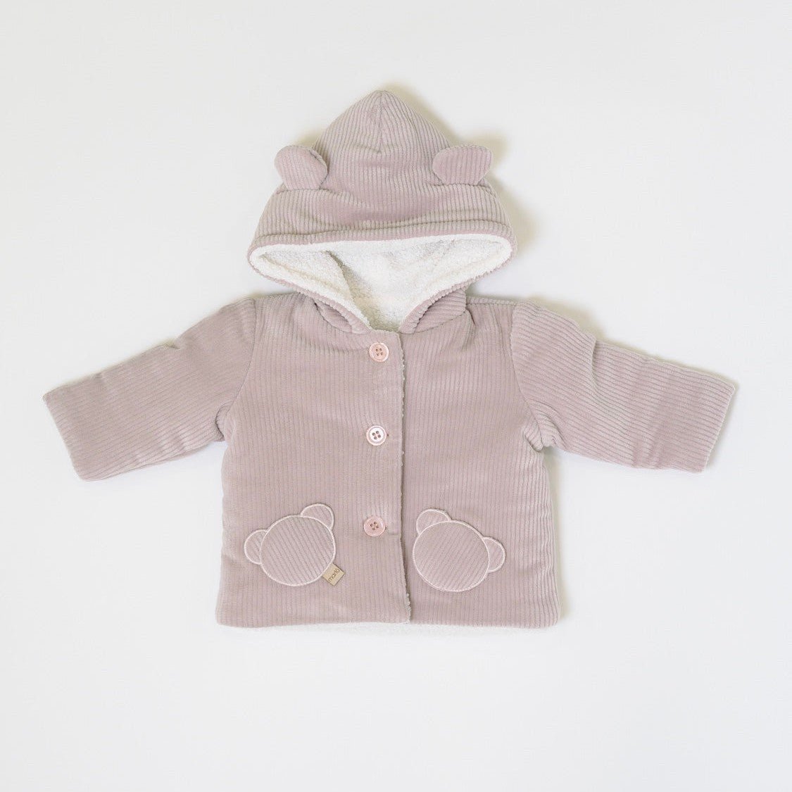 Cappottino Cappuccio Orsetto Bimba Cotone 100% Rosa IN5940/R corredino e abbigliamento neonato | NANU' BABY