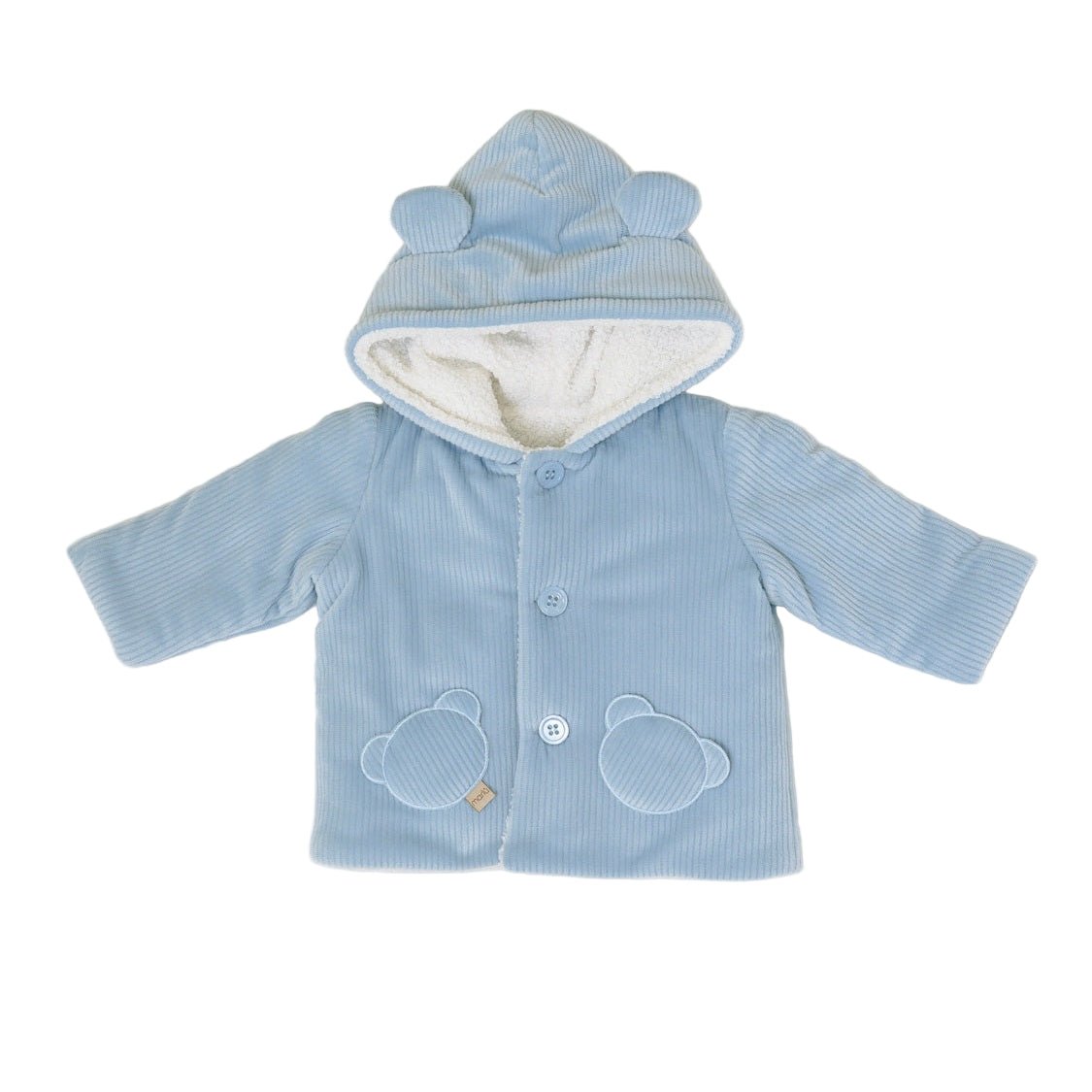 Cappottino Cappuccio Orsetto Bimbo Cotone 100% Cielo IN5940/C corredino e abbigliamento neonato | NANU' BABY