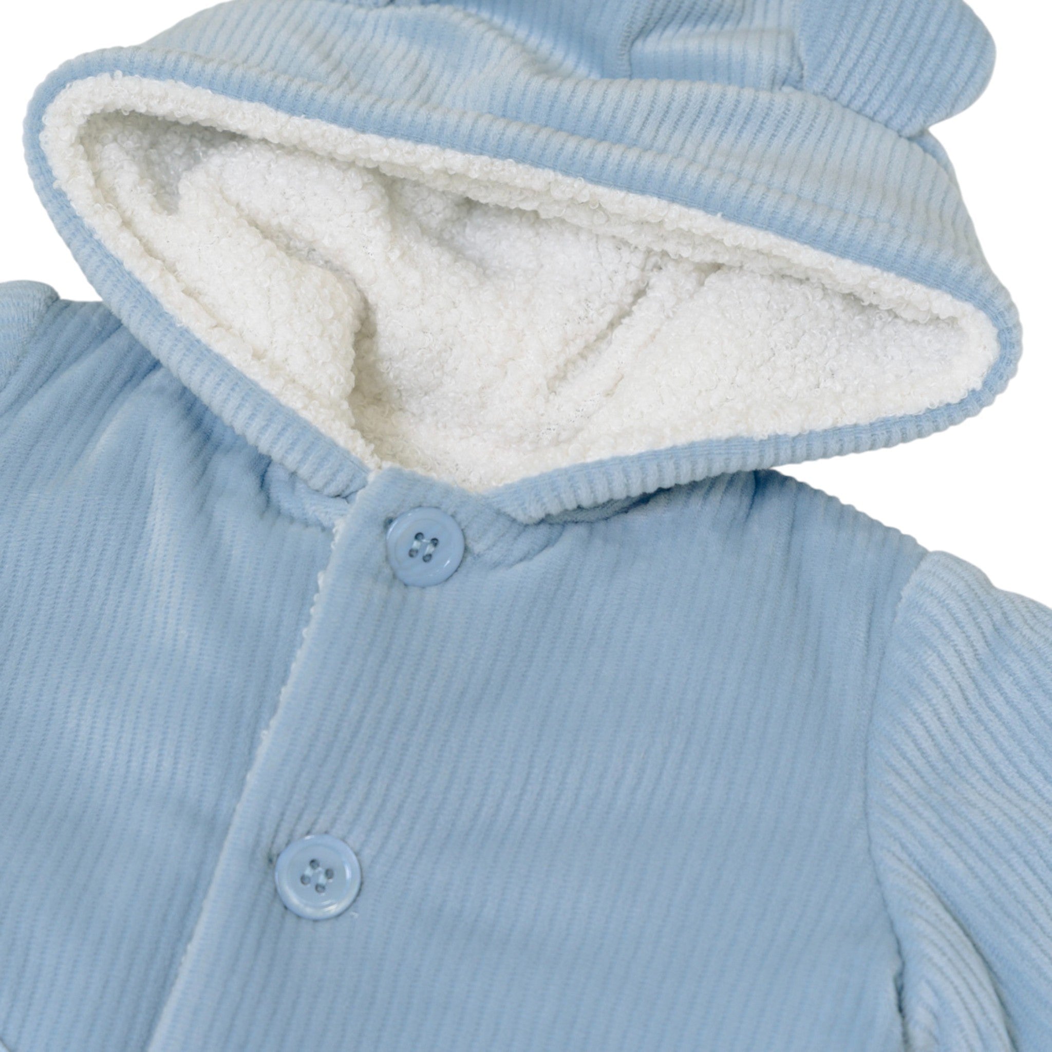 Cappottino Cappuccio Orsetto Bimbo Cotone 100% Cielo IN5940/C corredino e abbigliamento neonato | NANU' BABY