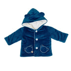 Cappottino Cappuccio Orsetto Bimbo Cotone 100% Zaffiro IN5940/Z corredino e abbigliamento neonato | NANU' BABY